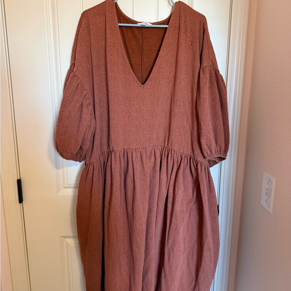 Terra & Sky Long Sleeve Rust Dress